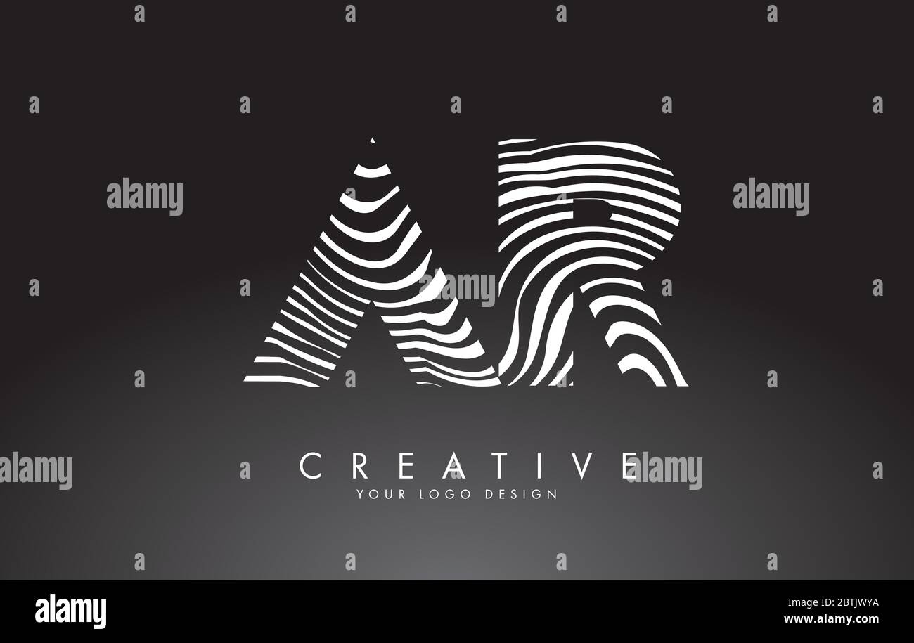 AR a r Letters Logo Design with Fingerprint, black and white wood or ...