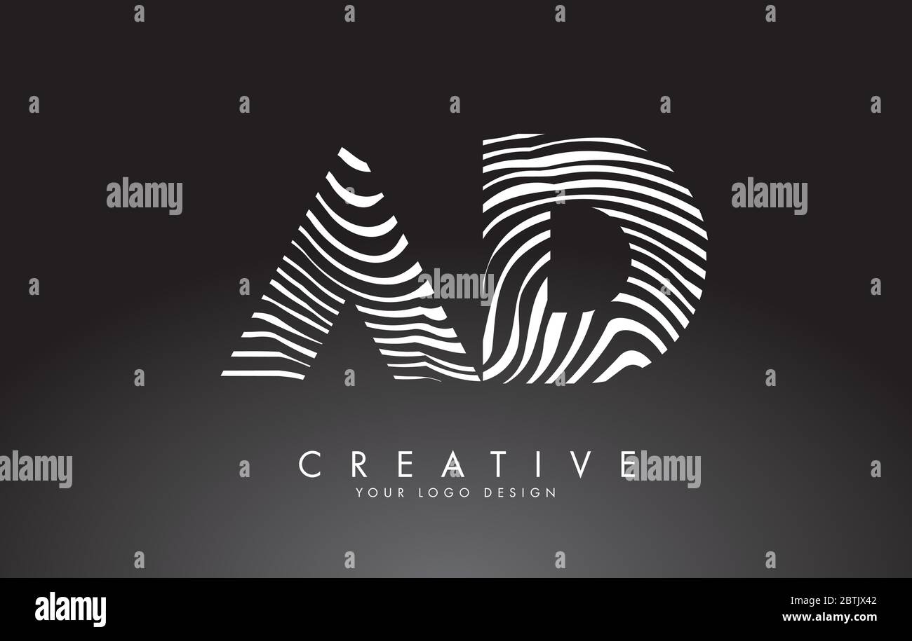 AD a d Letters Logo Design with Fingerprint, black and white wood or ...