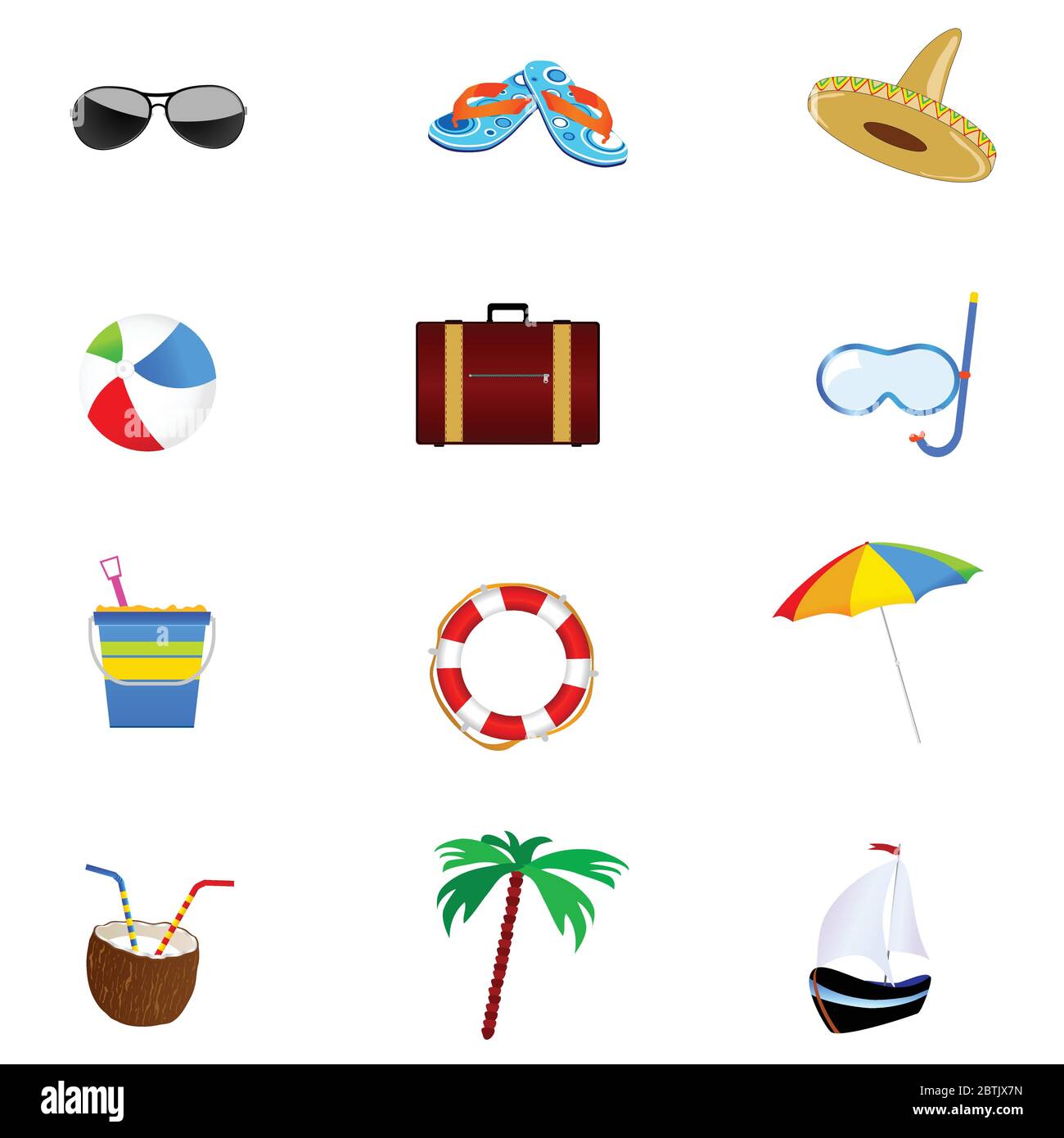 summer icon art vector illustration part two Stock Vector Image & Art ...