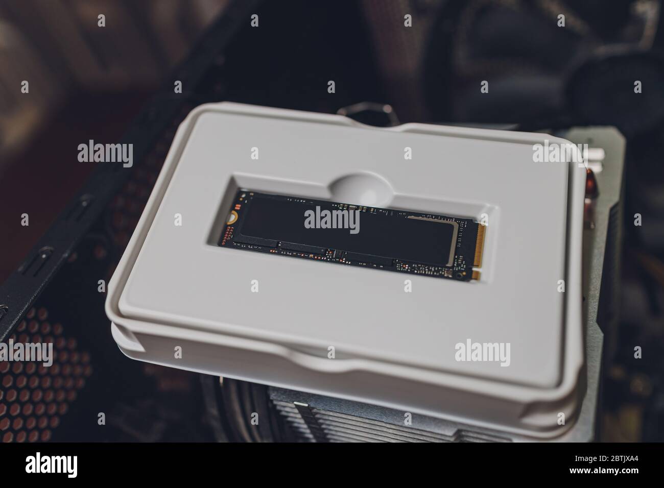 NVME M2 SSD Solid State Disk for data storage at high speed closeup Stock Photo