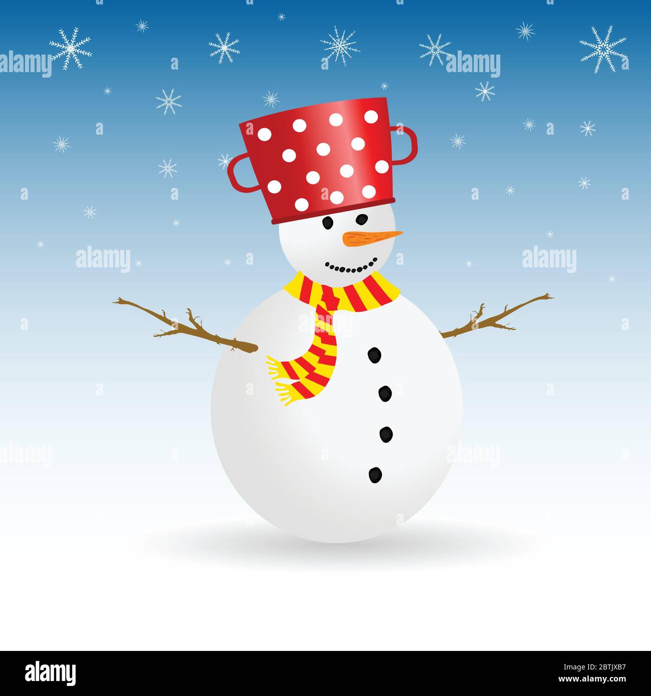 snowman with snowflake color vector illustration Stock Vector Image ...