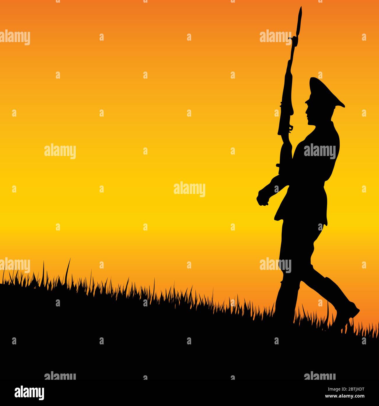 soldier on guard in nature vector illustration Stock Vector