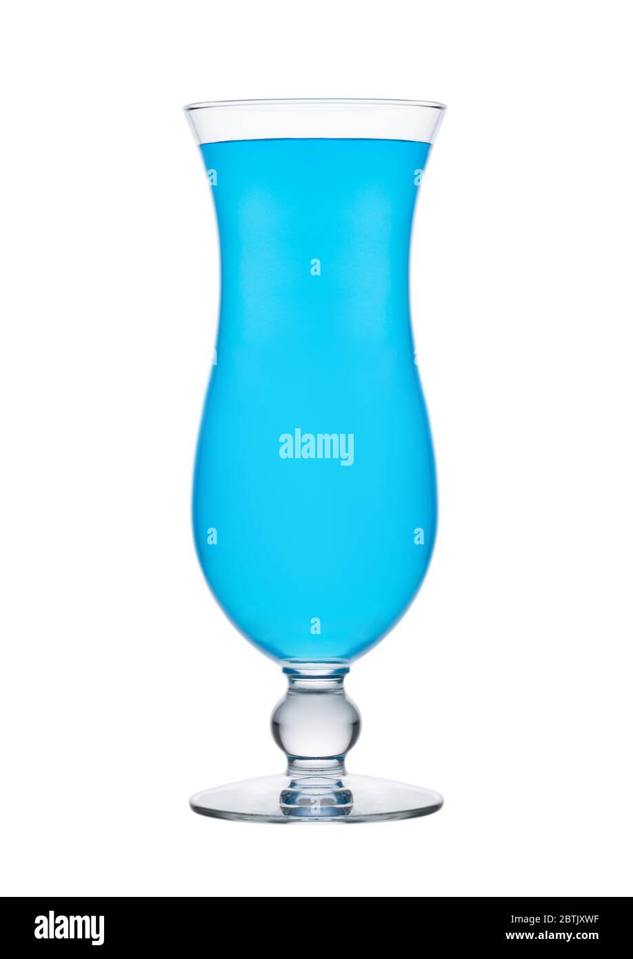 Blue lagoon cocktail with vodka and blue curacao liqueur in classic glass isolated on white. Stock Photo
