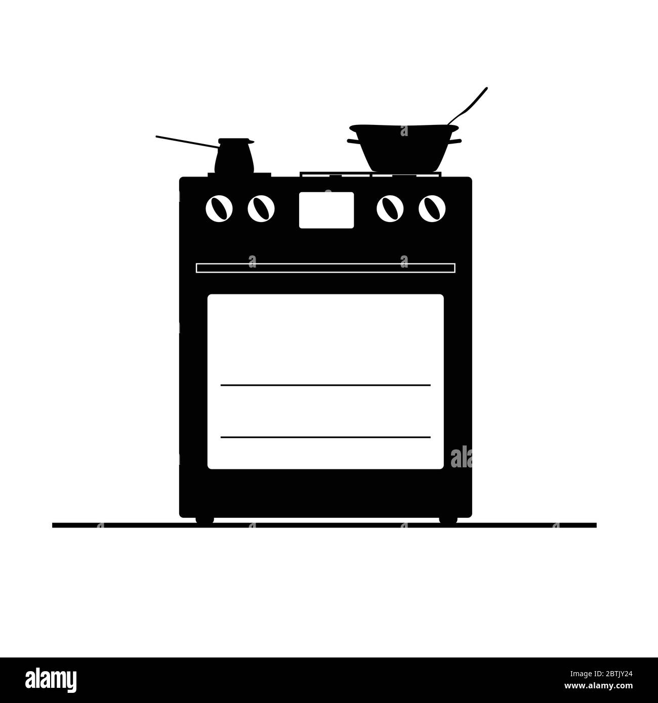 stove black and white vector illustration on a white Stock Vector Image ...