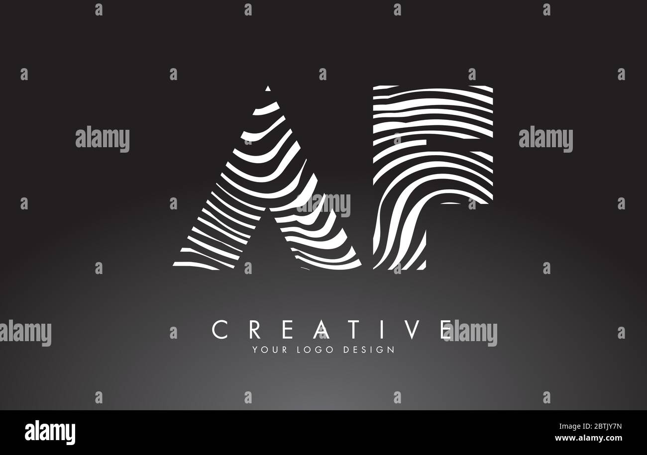 AF a f Letters Logo Design with Fingerprint, black and white wood or ...