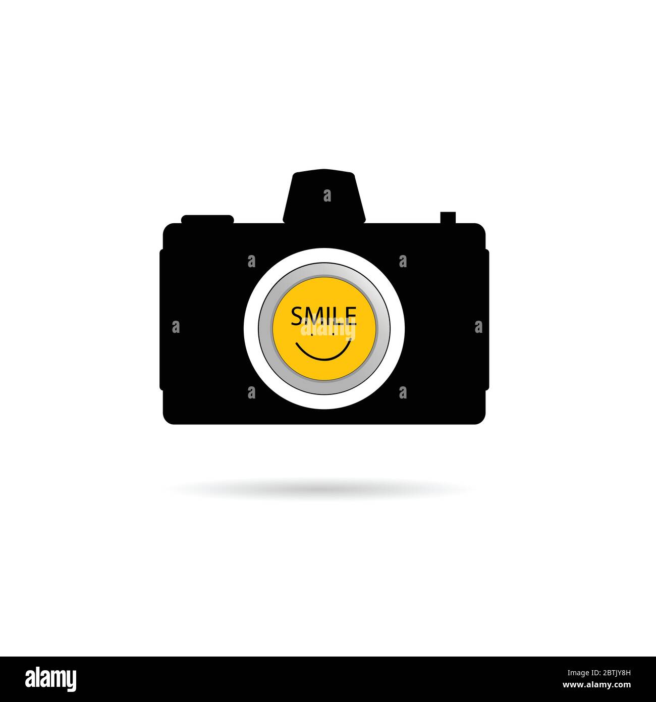 camera icon with smile symbol vector on white Stock Vector