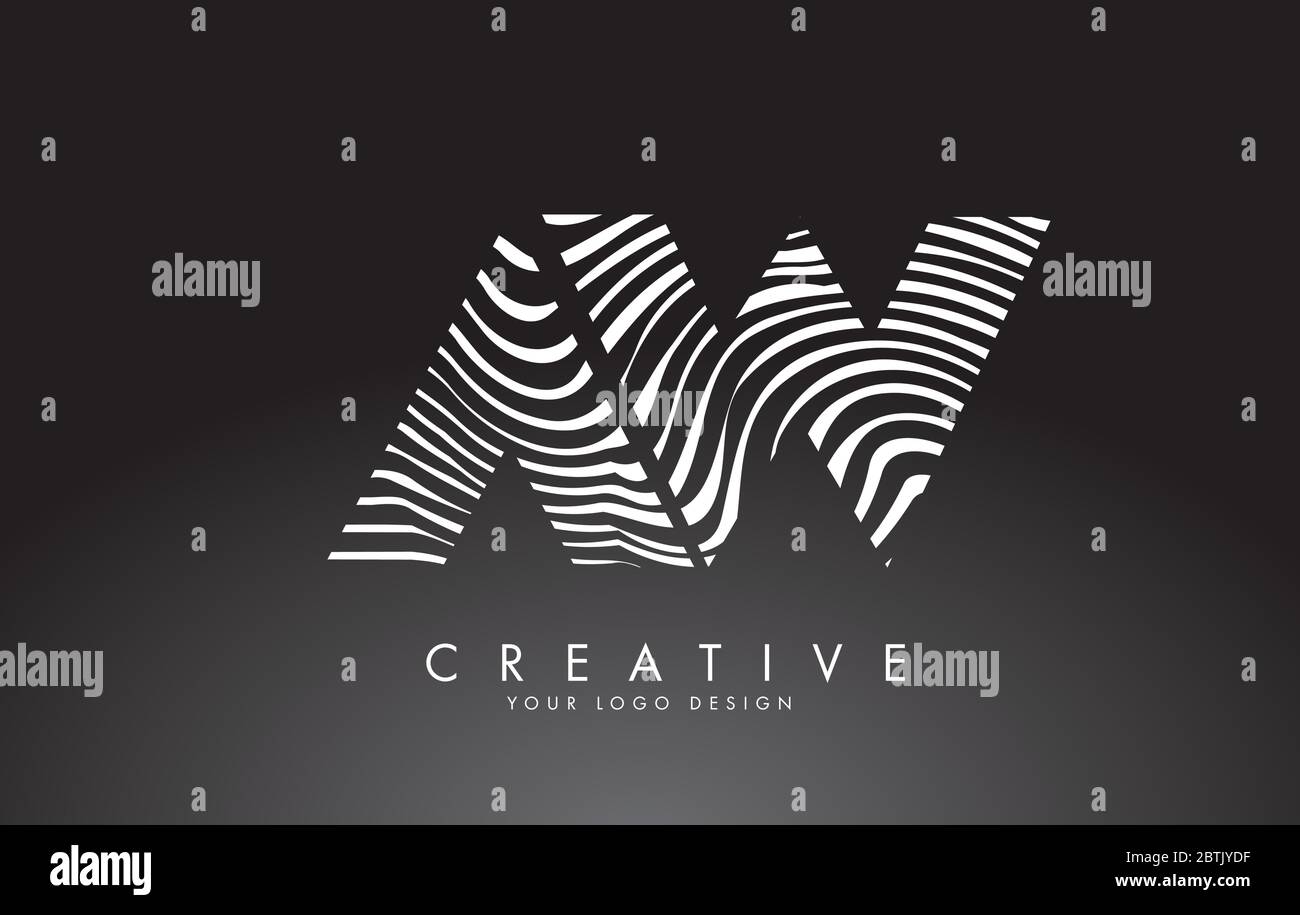 Aw a w Letters Logo Design with Fingerprint, black and white wood or ...