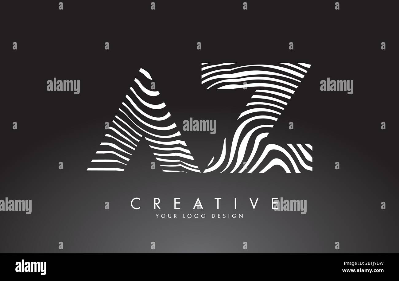 AZ a z Letters Logo Design with Fingerprint, black and white wood or ...