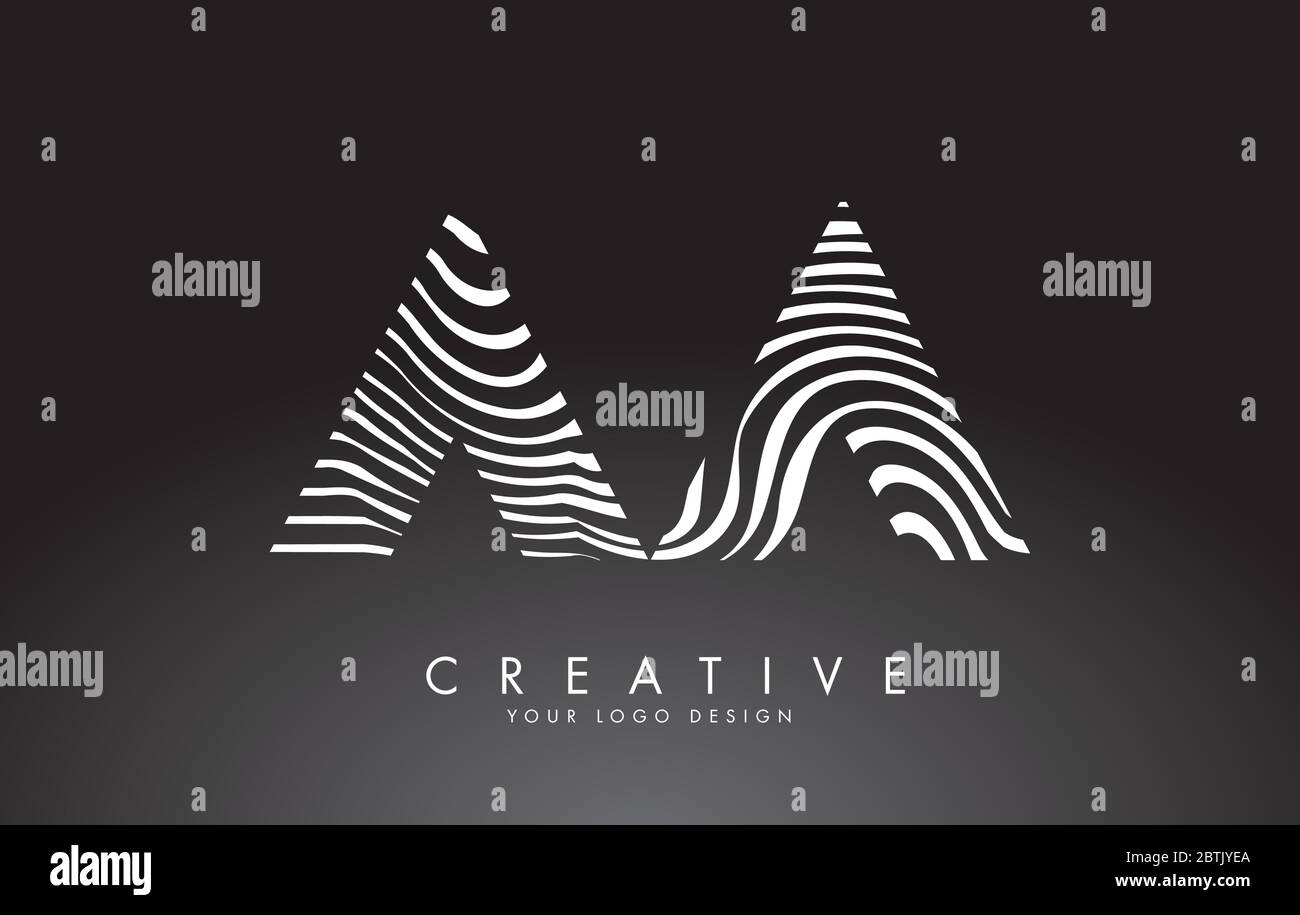 AA A Letters Logo Design with Fingerprint, black and white wood or ...