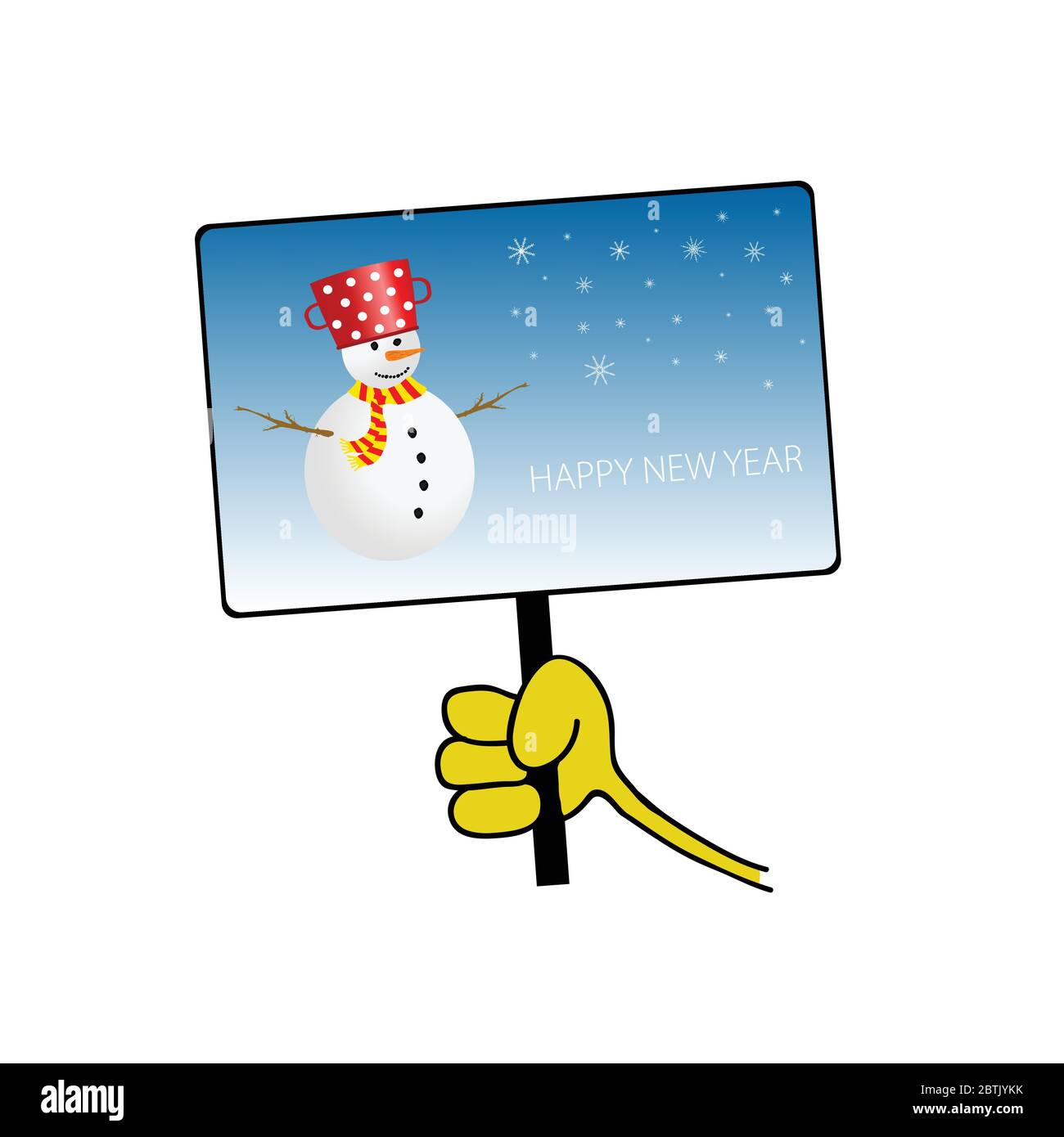 happy new year with snowman vector illustration Stock Vector Image ...