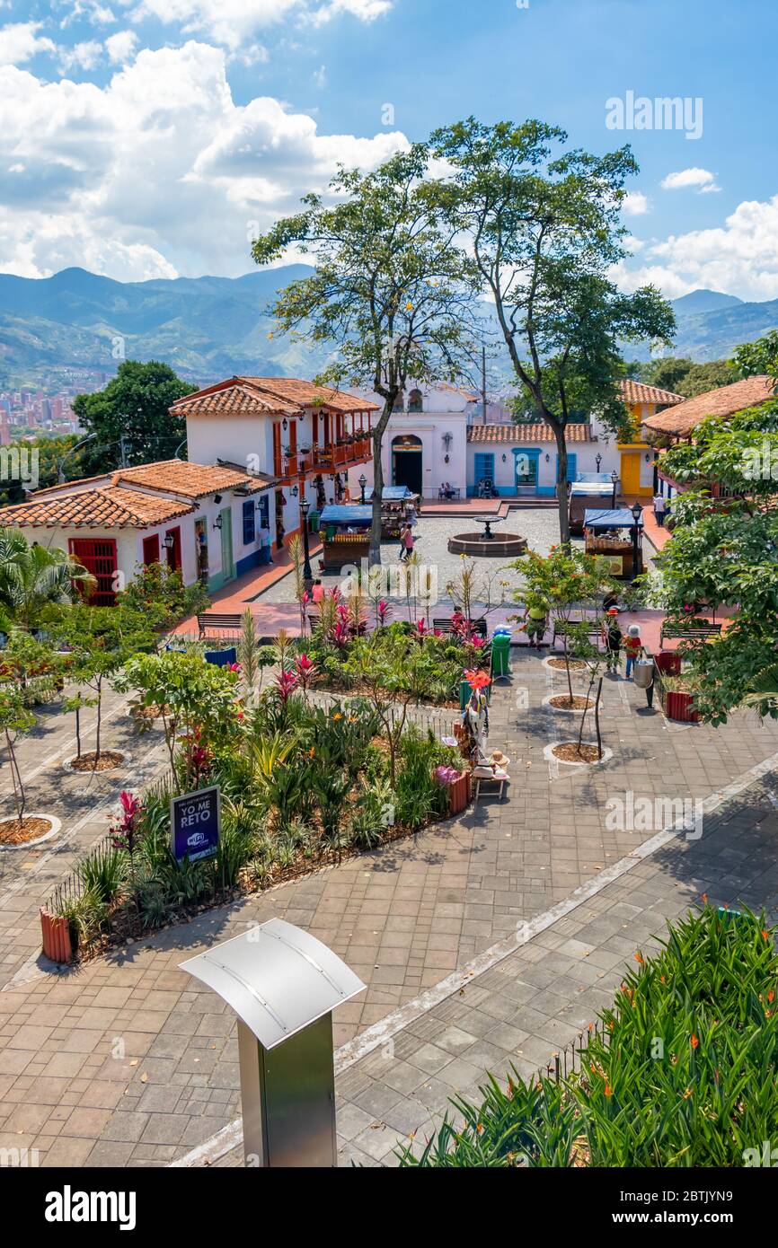 Aerial view of the Pueblito Paisa, a place on Medellin City visited for almost every tourist that come to this Colombia city Stock Photo