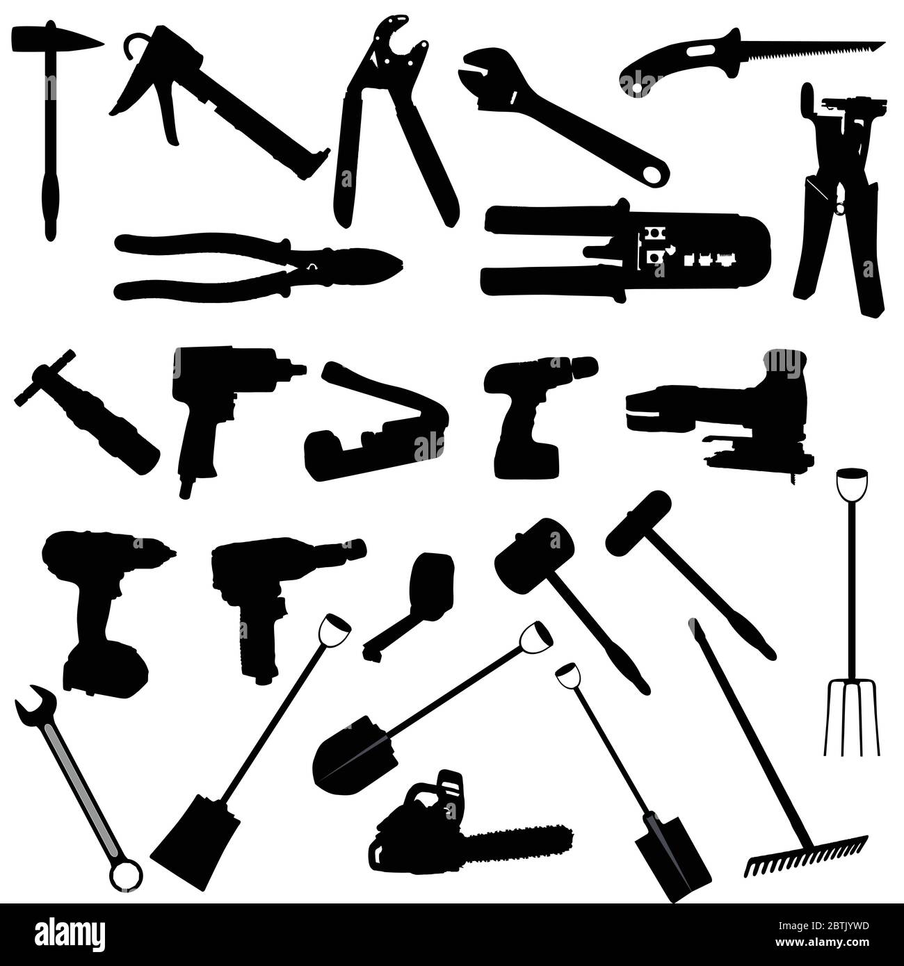 tools vector silhouette illustration on white background Stock Vector