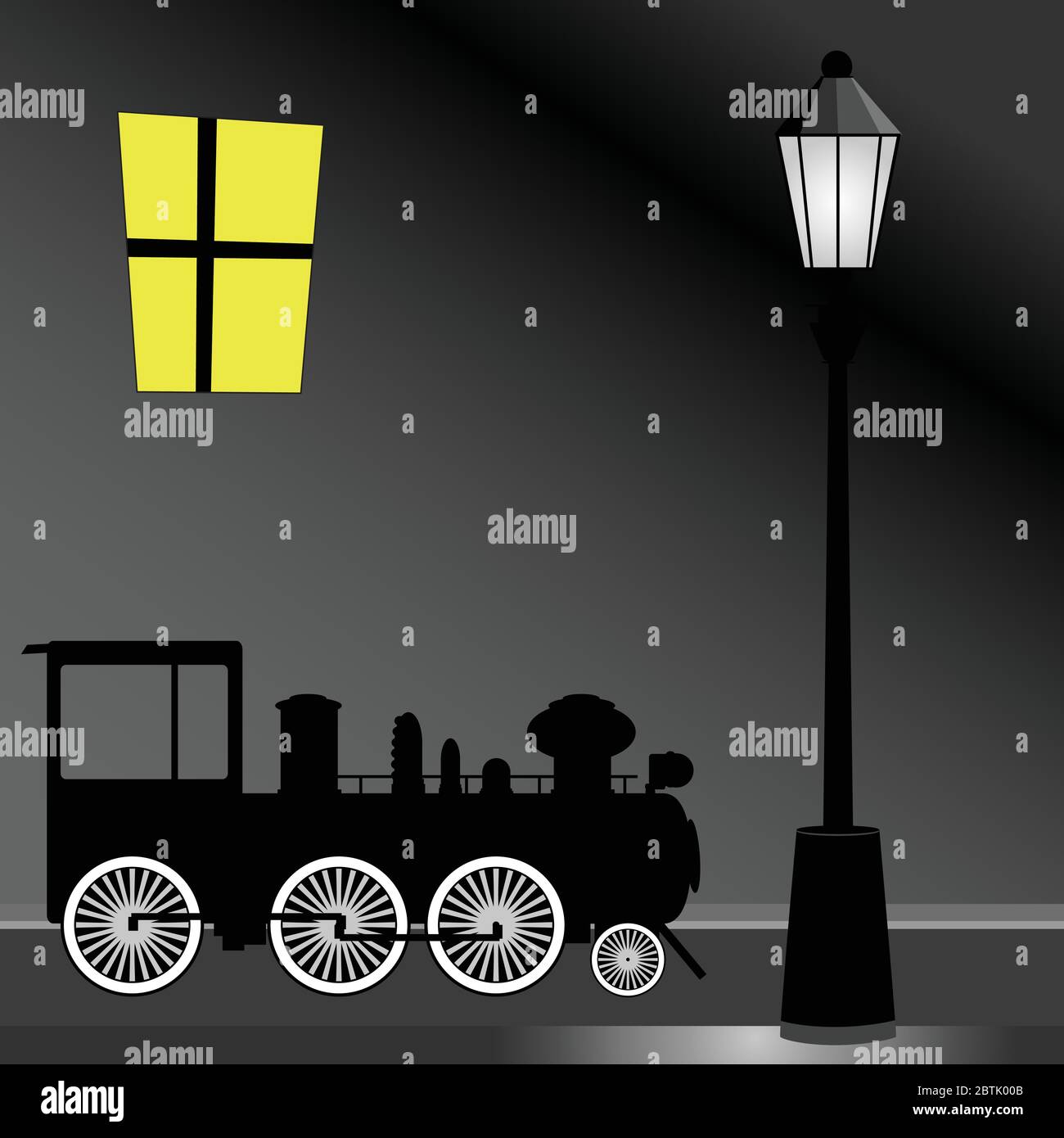tram with street light color vector illustration Stock Vector