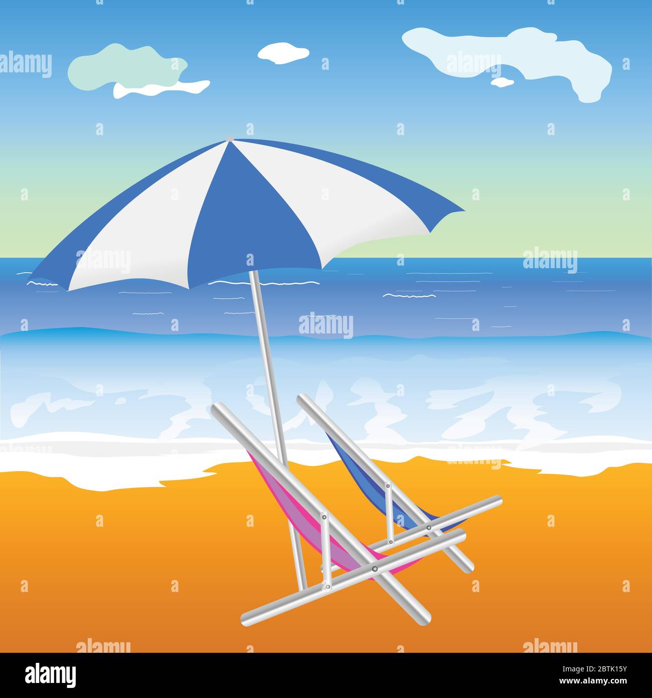 umbrella with chair on the beach illustration Stock Vector Image & Art ...