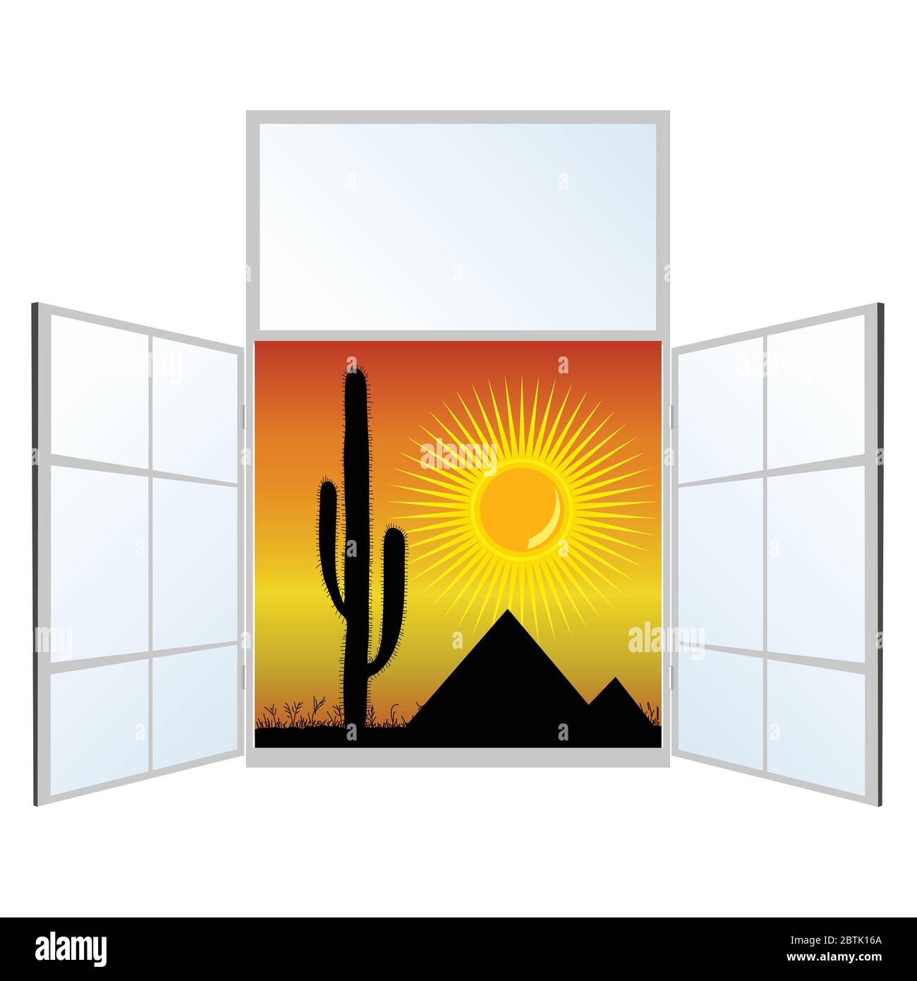 view from the window from the pyramids vector illustration Stock Vector