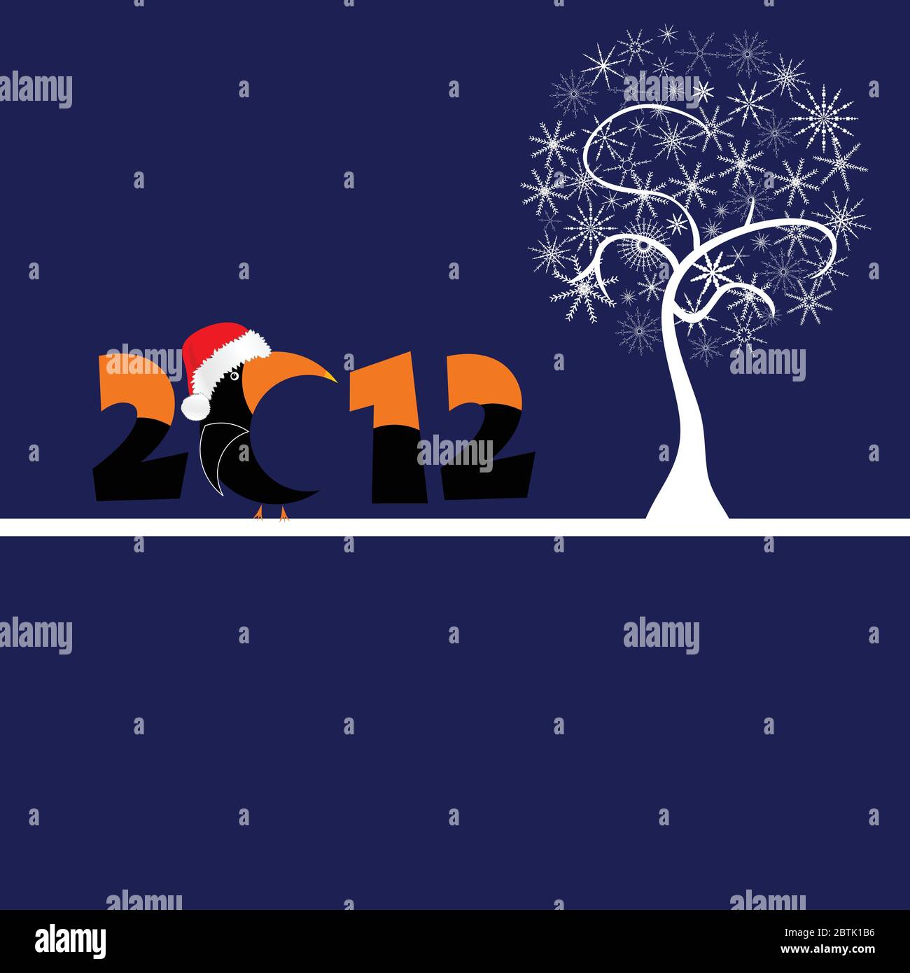 tree in white flake and 2012 vector illustration Stock Vector