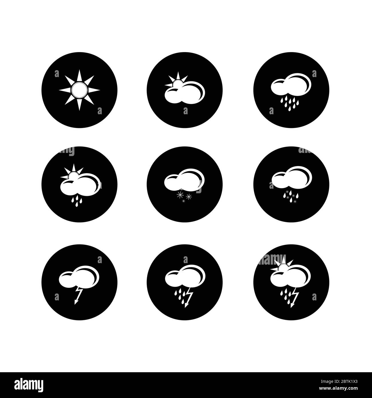 weather set icon on black and white vector illustration Stock Vector ...