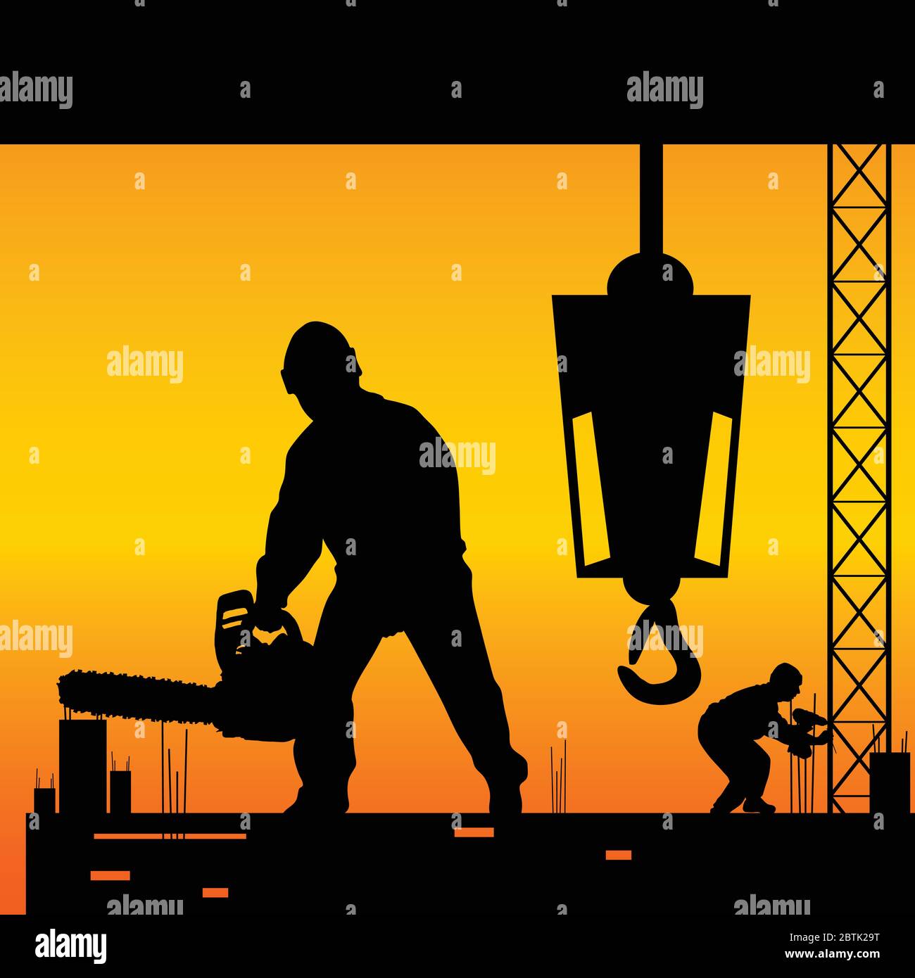 workers on a construction site vector illustration Stock Vector