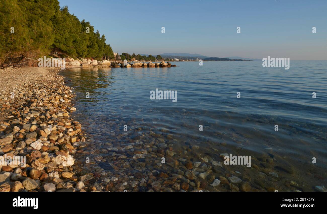 The sea shore near Nikiti, Greece, Halkidiki, Sithonia in winter season Stock Photo