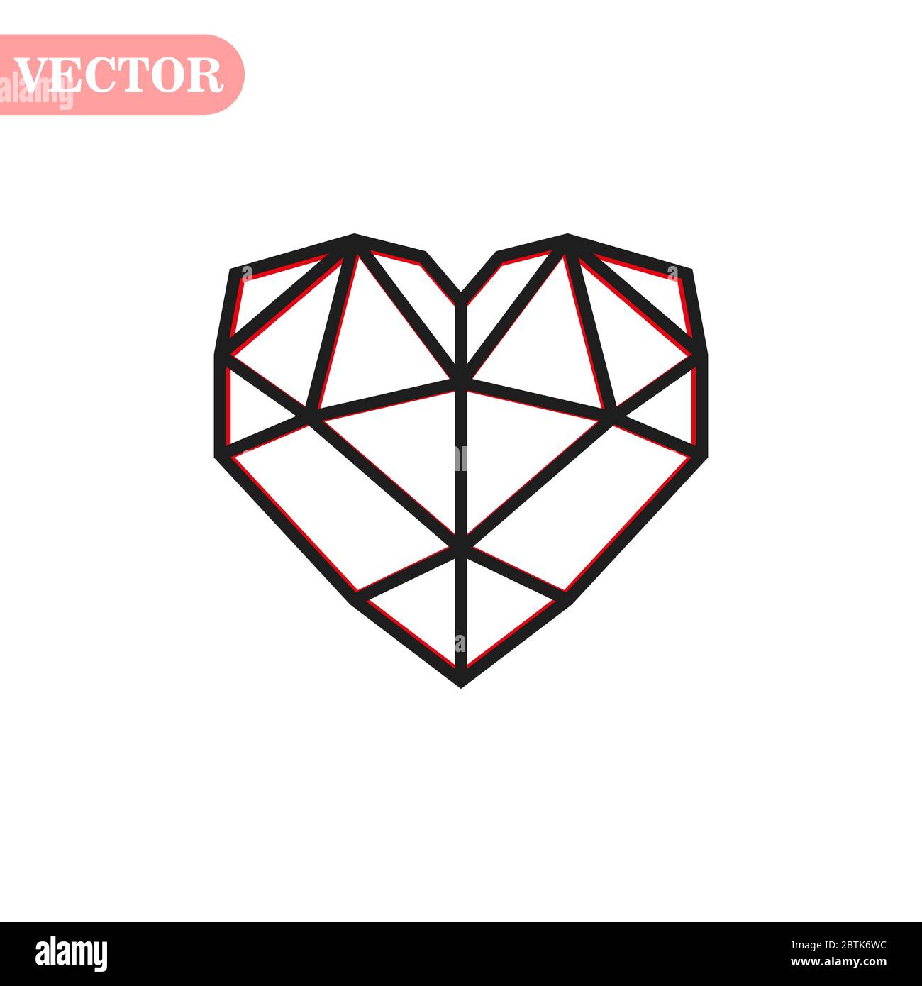 Black Geometric Style Heart Vector Heart In Polygonal Style Design Valentines Day Illustration Stock Vector Image Art Alamy