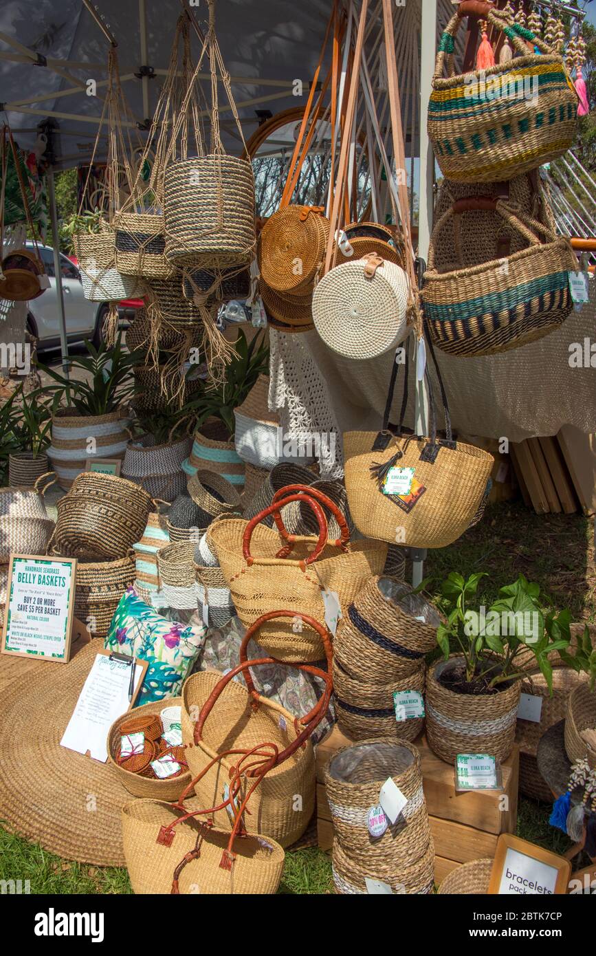 Basket stall Saturday market Killalea Park Shellharbour NSW Australia Stock Photo