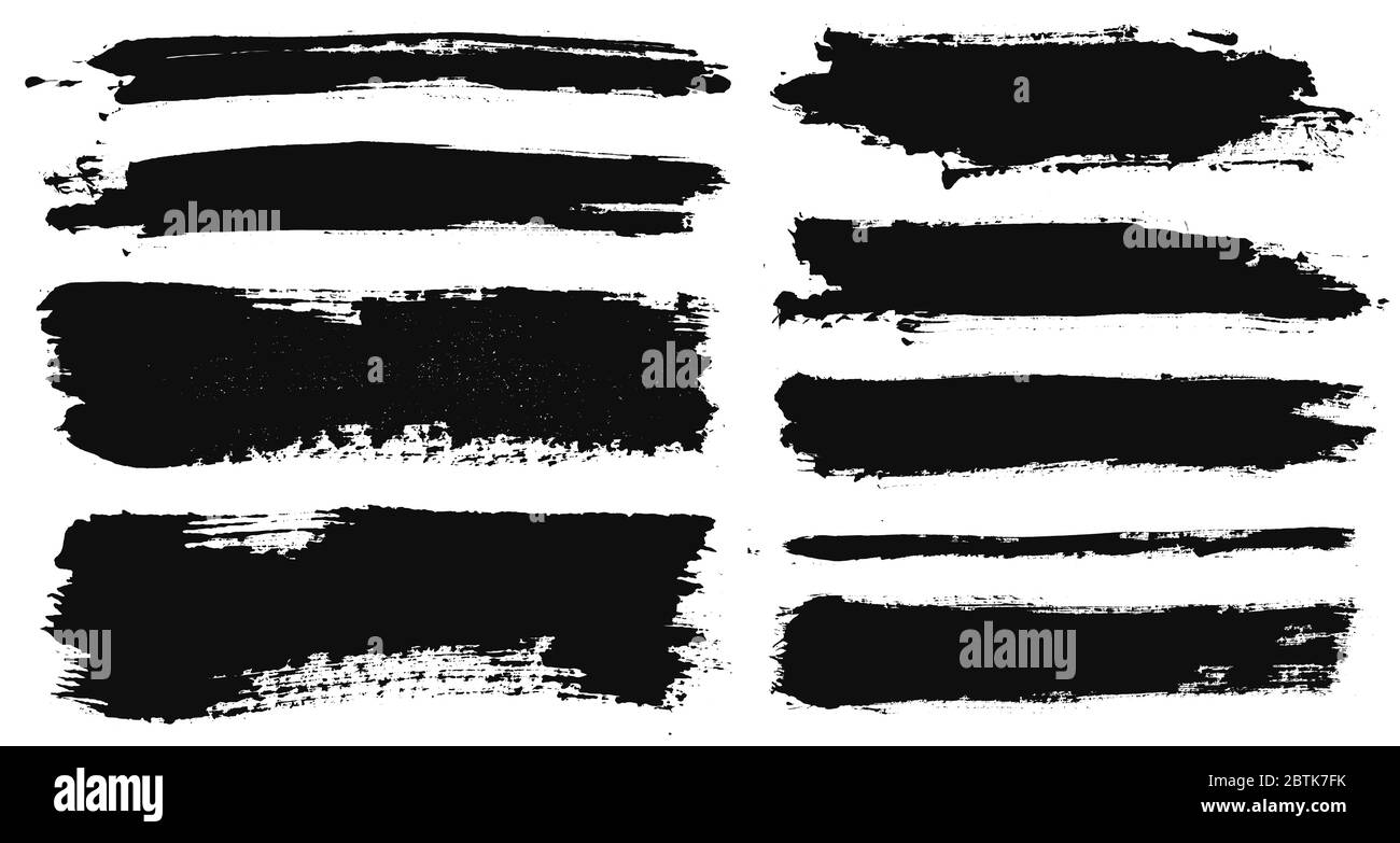Brush strokes. Vector paintbrushes set. Grunge design elements Stock ...