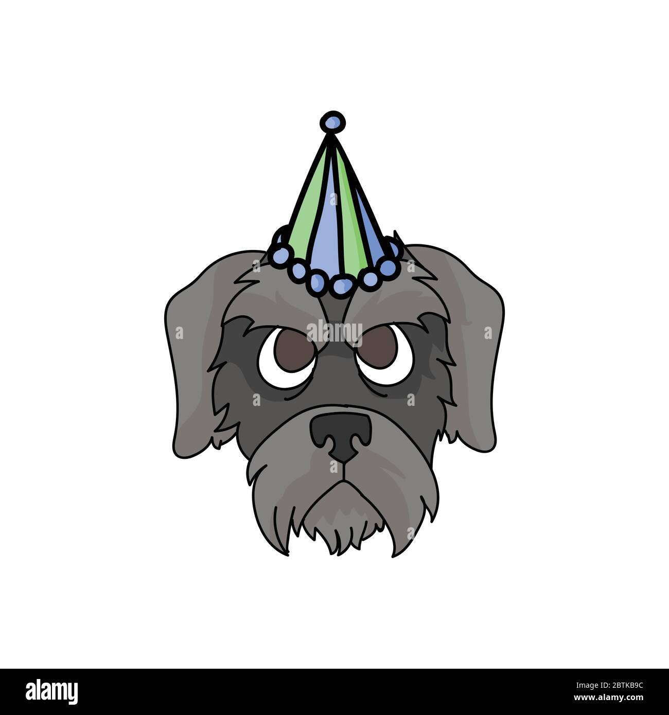 Cute cartoon schnauzer puppy face with party hat vector clipart. Pedigree  kennel doggie breed. Purebred domestic puppy terrier for celebration Stock  Vector Image & Art - Alamy