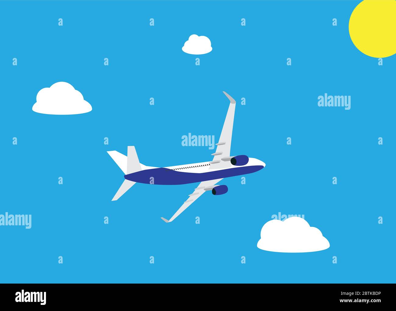 passenger plane flying isolated on white background. Vector ...