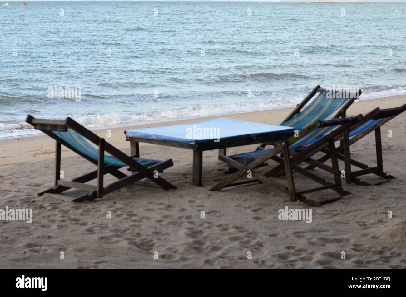 Deck Chairs on the Beach Stock Photo - Alamy