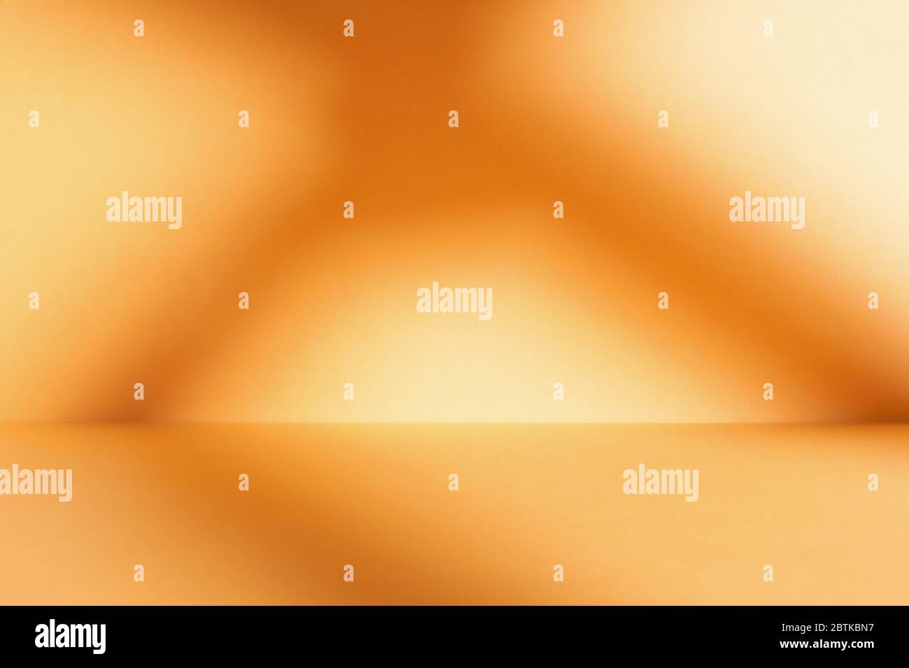 Empty golden scene with deep window shadow gradient. Minimalistic space concept Stock Photo