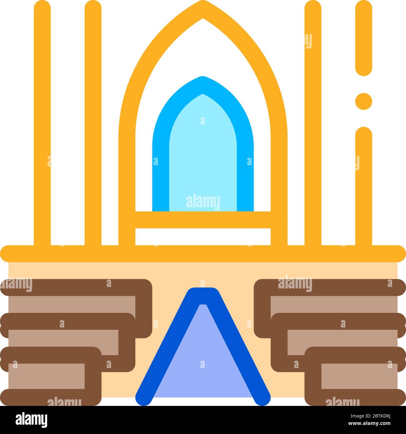 view inside catholic church icon vector outline illustration Stock