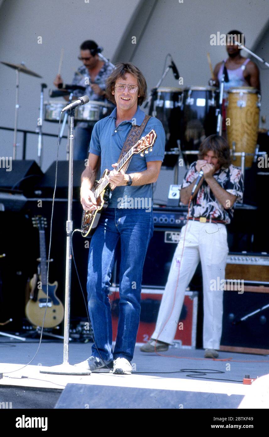Bob Weir of the Grateful Dead performing at the No Nukes Concert at the Hollywood Bowl in 1981 Stock Photo