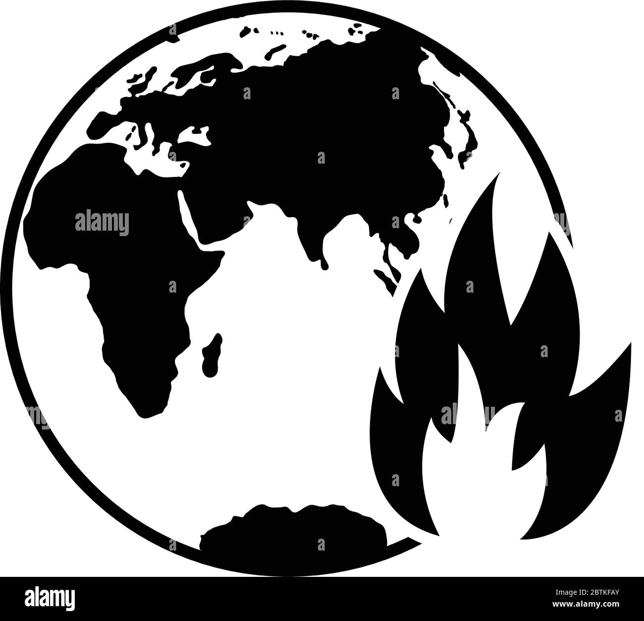 earth on fire icon save planet earth Stock Vector