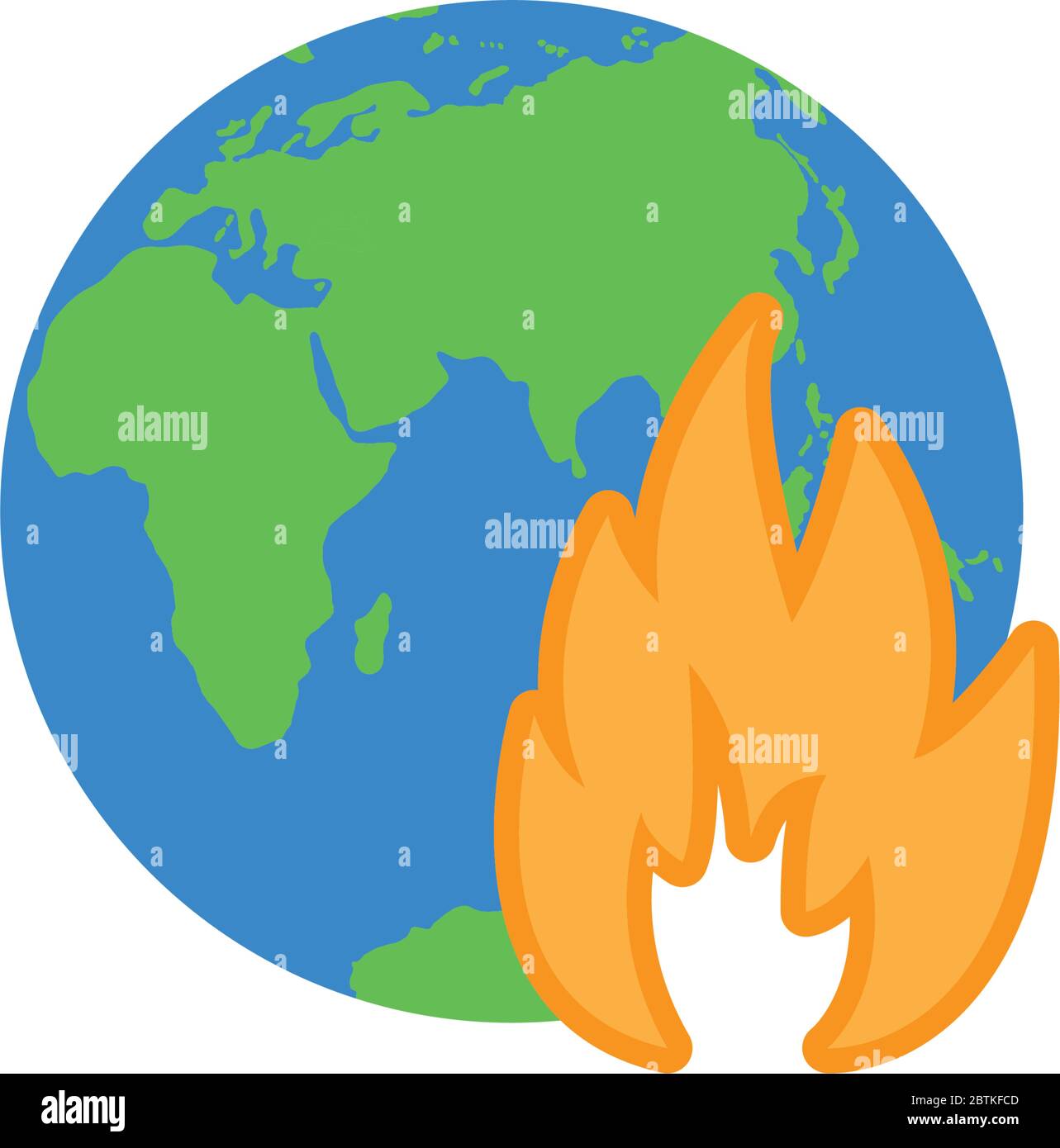 earth on fire icon save planet earth Stock Vector
