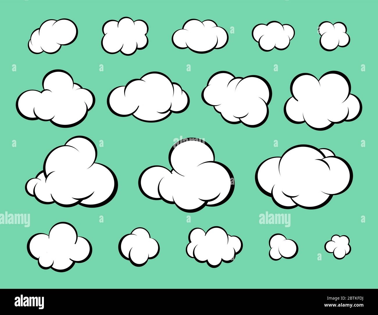 Set of diverse cartoon clouds. Vector Illustration Stock Vector