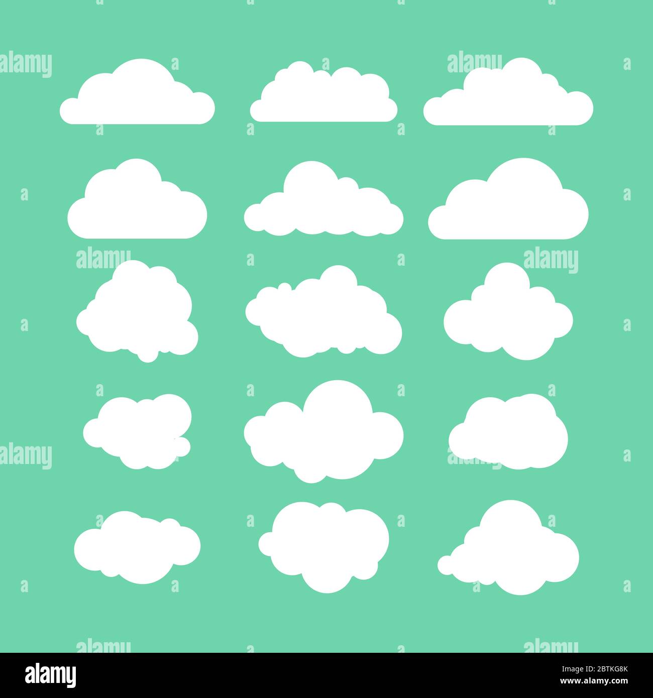 Stock vector illustration set of flat clouds icon Stock Vector
