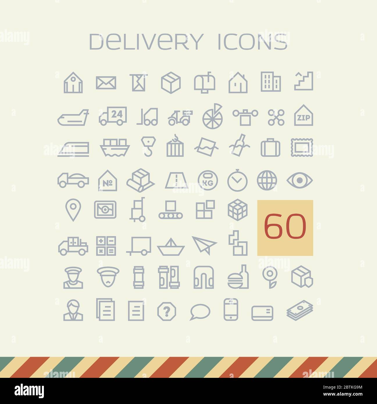 Delivery outlined icons. Vector set. Stock Vector