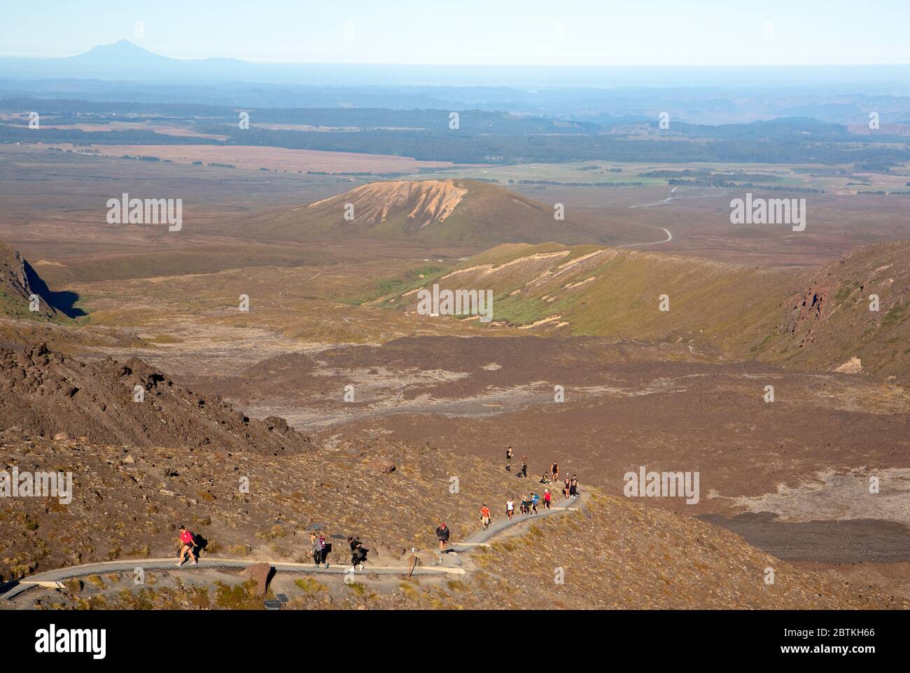 Hikers on the Tongariro Alpine Crossing Stock Photo