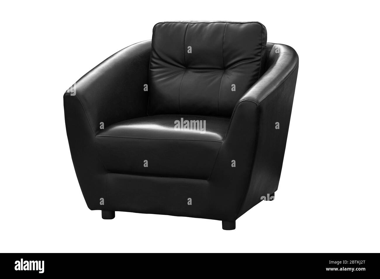 Black leather armchair isolated on white background, with clipping path