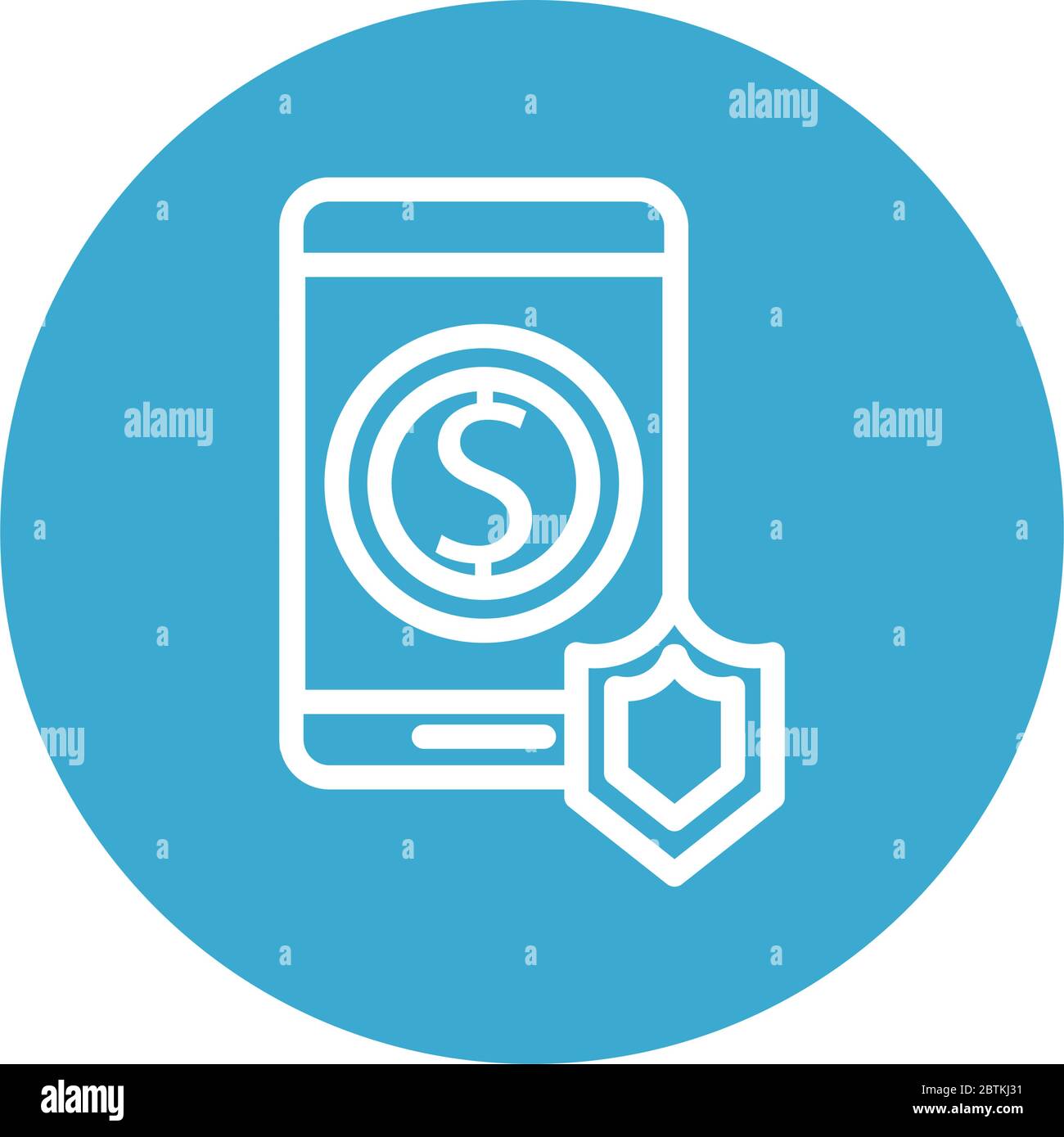 smartphone with coin and shield line style icon Stock Vector Image ...