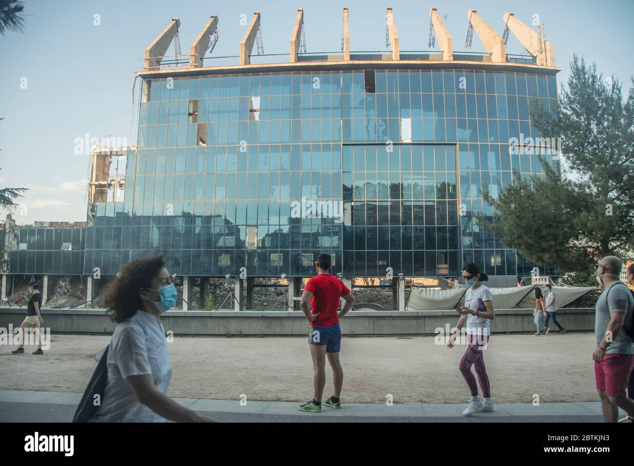 Madrid, Spain 25th may 2020. Demolition and last days of the Vicente Calderón stadium. Alberto Sibaja Ramírez/Alamy Live News Stock Photo