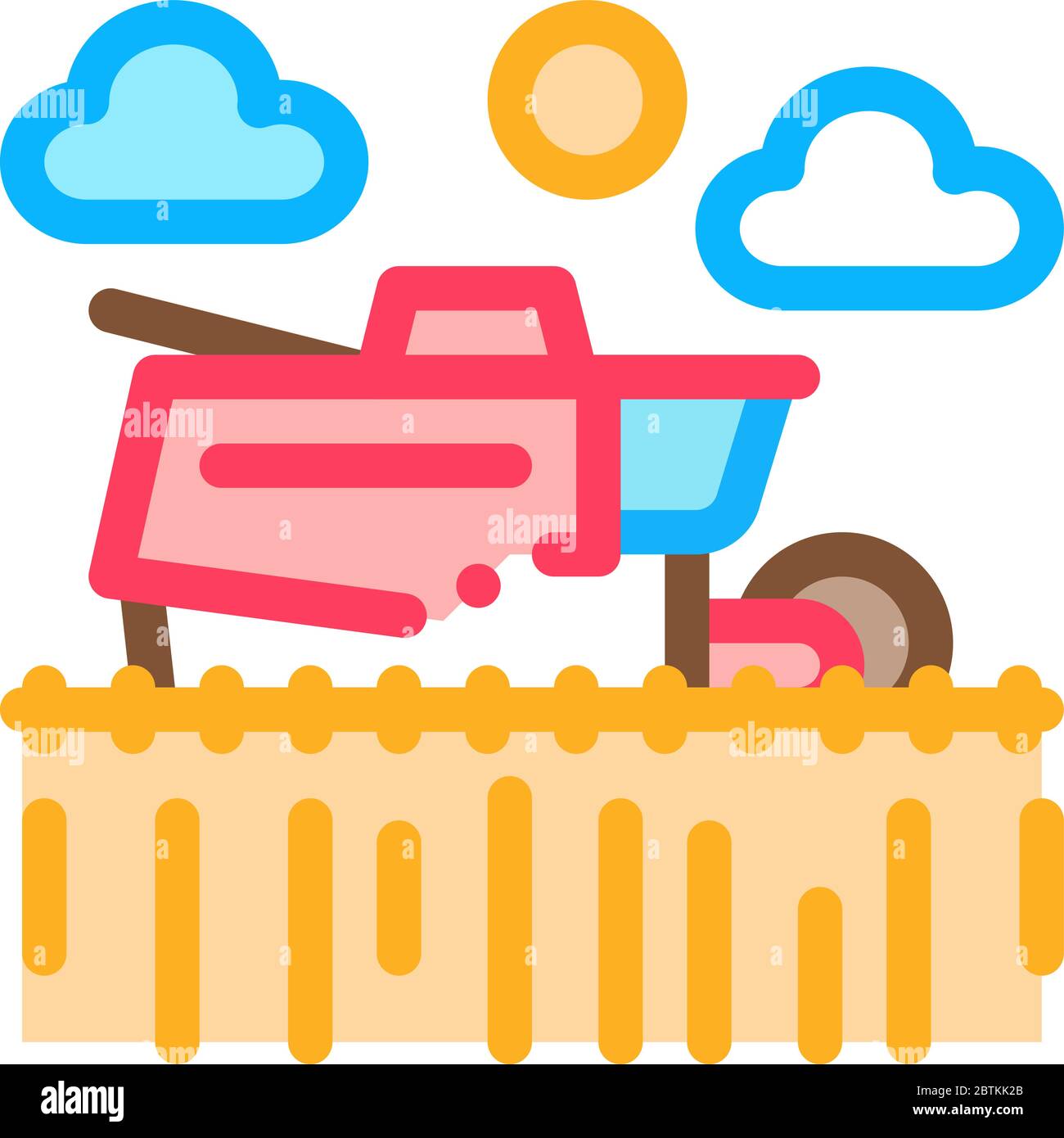 tractor in wheat field icon vector outline illustration Stock Vector ...