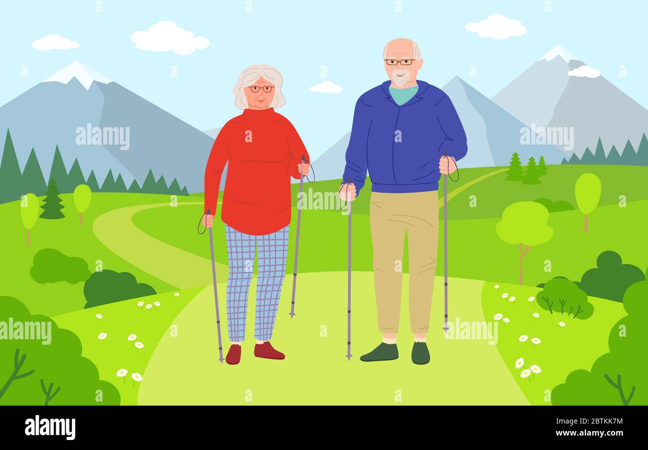 Old Men And Women Walking Cartoon Healthy Active Lifestyle Older old-men-and-women-walking-cartoon-healthy-active-lifestyle-older