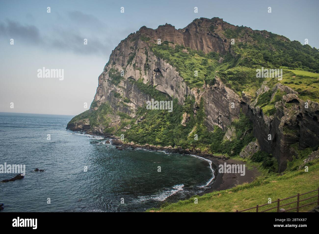 Sunrise Peak on Jeju Island in the city of Seongsan. This mountain is also known as Seongsan Ilchulbong. Stock Photo