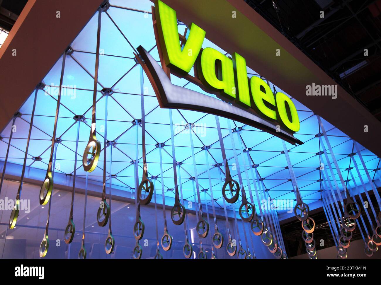 Paris, France. 27th Sep, 2012. File photo taken on Sept. 27, 2012 shows the logo of French car parts maker Valeo at the 2012 Paris Auto Show in Paris, France. French President Emmanuel Macron on May 26 unveiled an eight-billion-euro (8.78 billion U.S. dollars) rescue plan to help the recovery of the domestic auto industry hit hard by the anti-coronavirus lockdown. The plan focuses on the production of environmentally friendly vehicles. Credit: Gao Jing/Xinhua/Alamy Live News Stock Photo