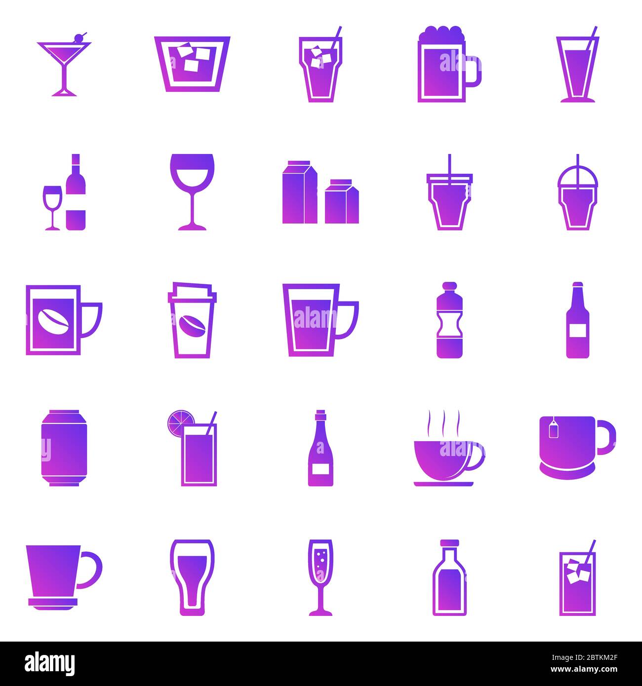 Drink gradient icons on white background, stock vector Stock Vector