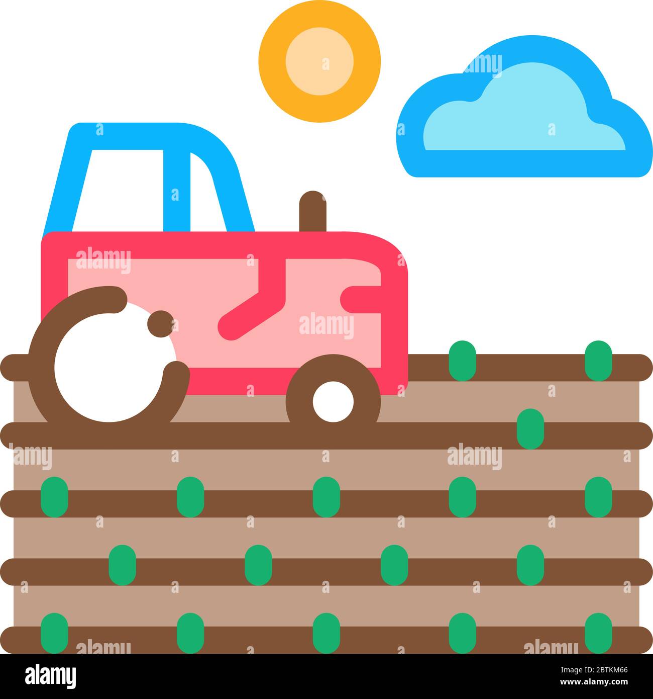 tractor on field icon vector outline illustration Stock Vector Image ...