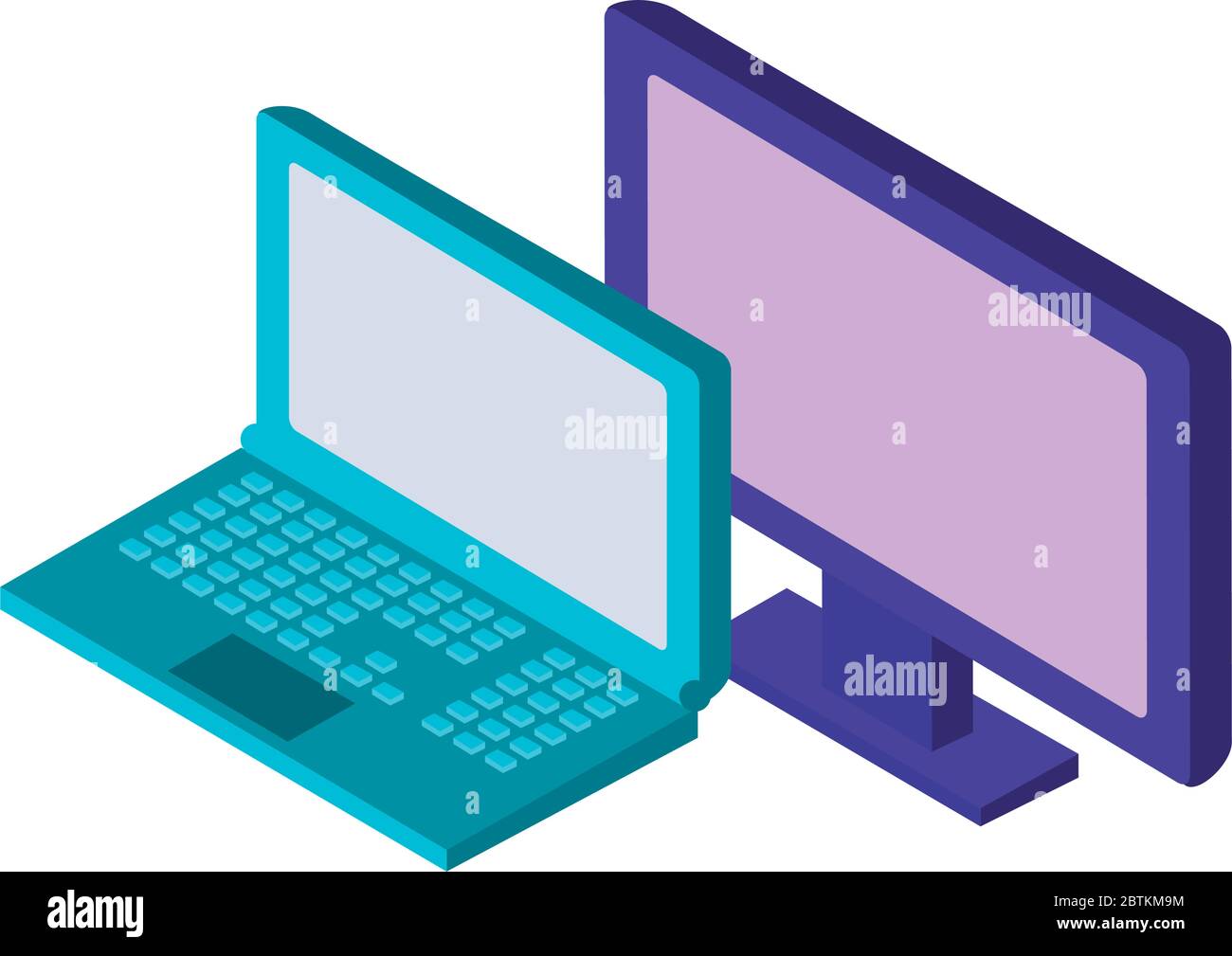laptop and desktop computers isometric icons Stock Vector Image & Art ...