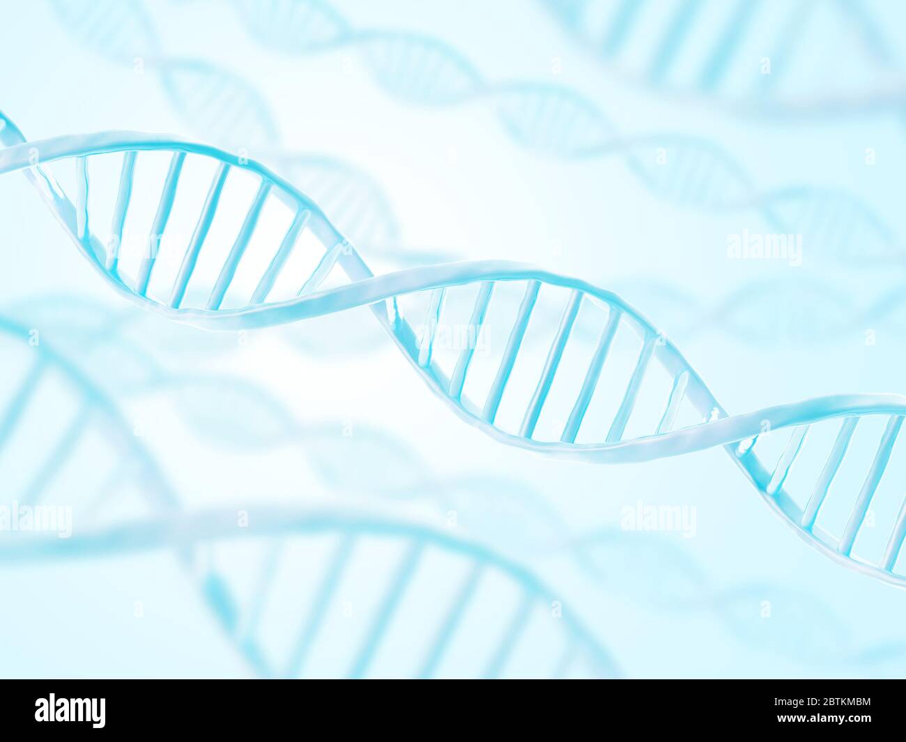 DNA structure. Abstract biotechnology background. Double helix. 3d illustration. Blue color. Stock Photo