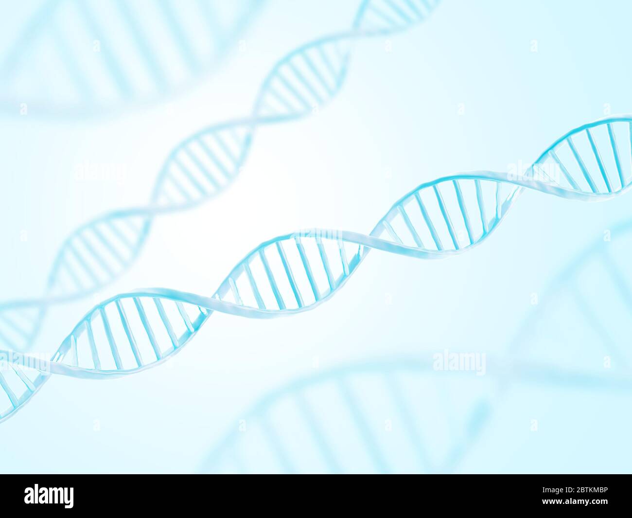 DNA structure. Abstract biotechnology background. Double helix. 3d illustration. Blue color. Stock Photo